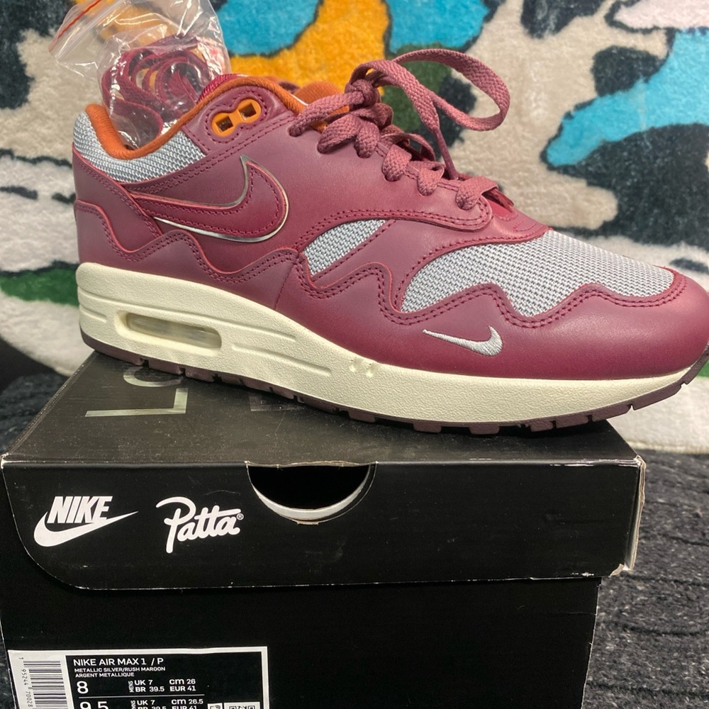 Nike Air Max 1 Patta - Burgundy and Gray